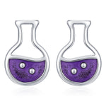 Sterling Silver Purple Potion Bottle Stud Earrings
