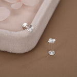 Sterling Silver Quatrefoil Flower 16G Flat Back Earrings