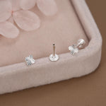 Sterling Silver Quatrefoil Flower 16G Flat Back Earrings
