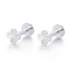 Sterling Silver Quatrefoil Flower 16G Flat Back Earrings