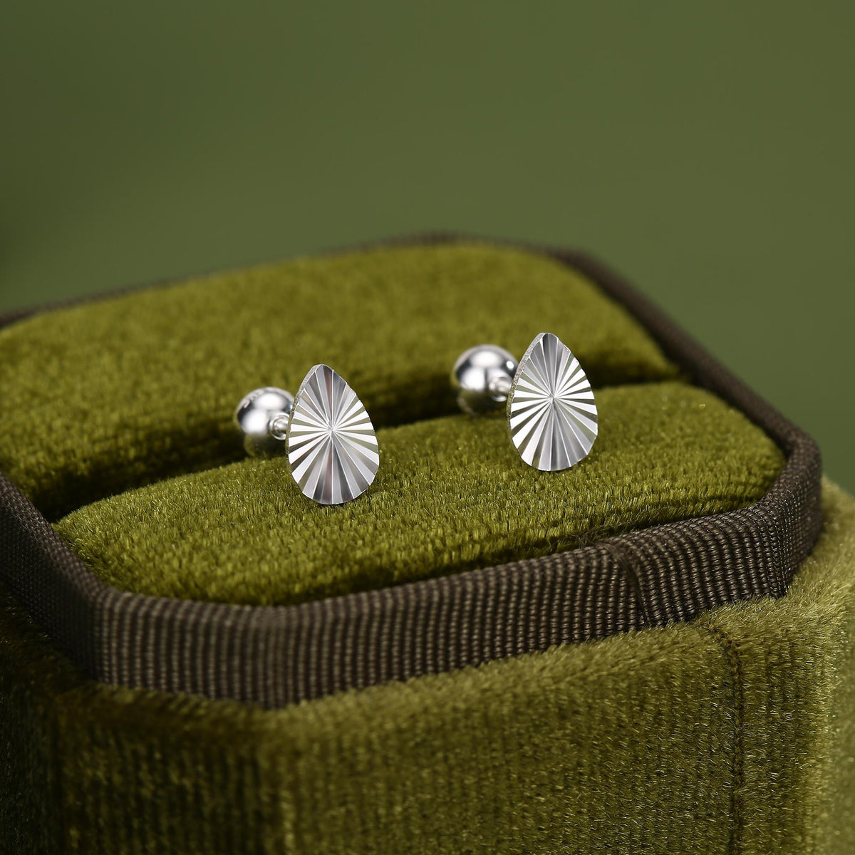 Sterling Silver Sunburst Teardrop 16G Flat Back Earrings