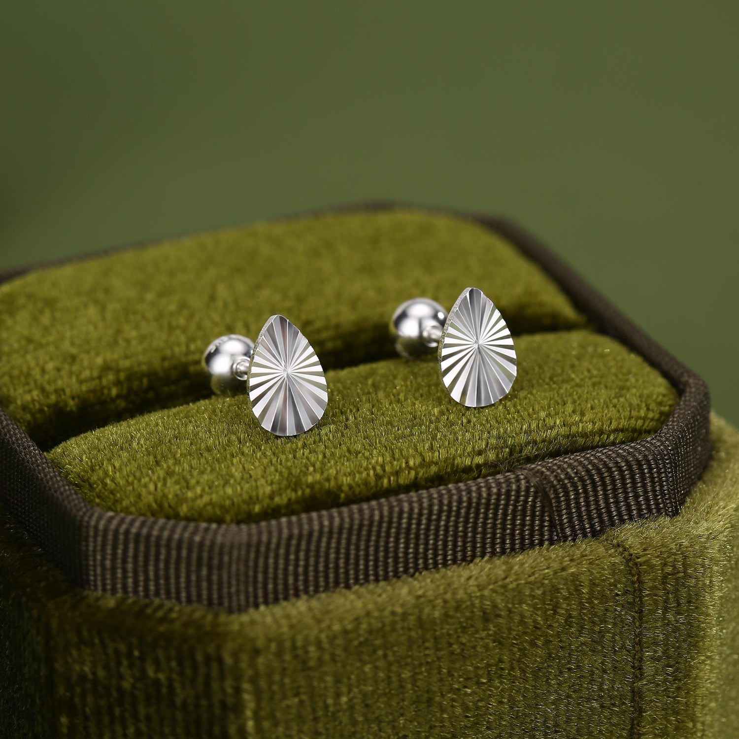 Sterling Silver Sunburst Teardrop 16G Flat Back Earrings