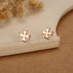 Sterling Silver Maltese Cross Stud Earrings