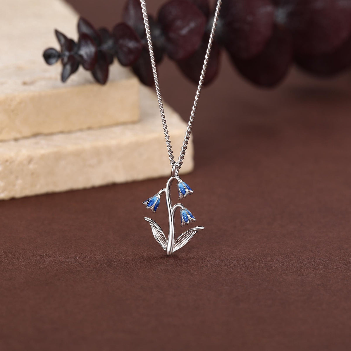 Sterling Silver Enamel Bluebell Flower Necklace