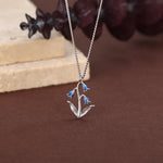 Sterling Silver Enamel Bluebell Flower Necklace