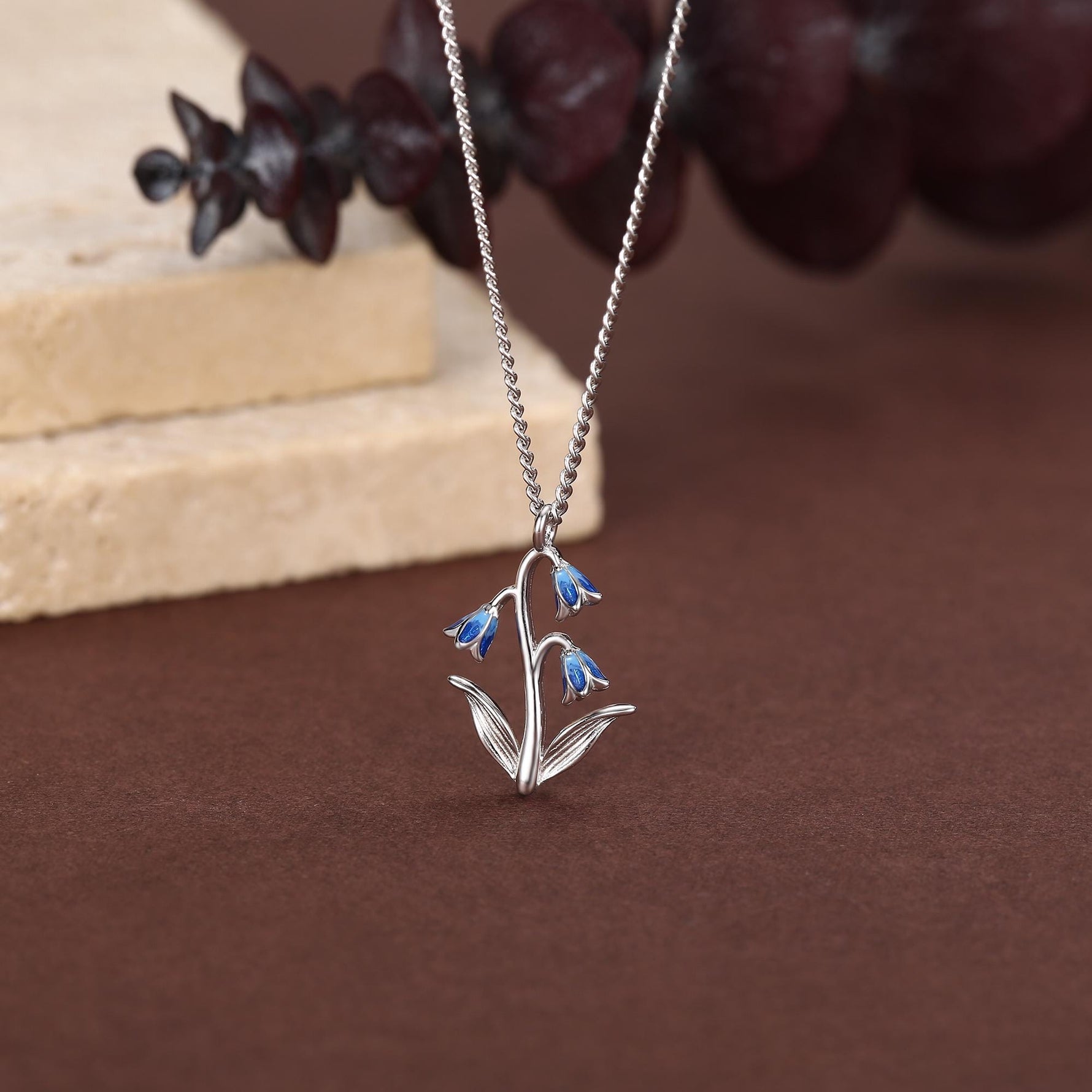 Sterling Silver Enamel Bluebell Flower Necklace