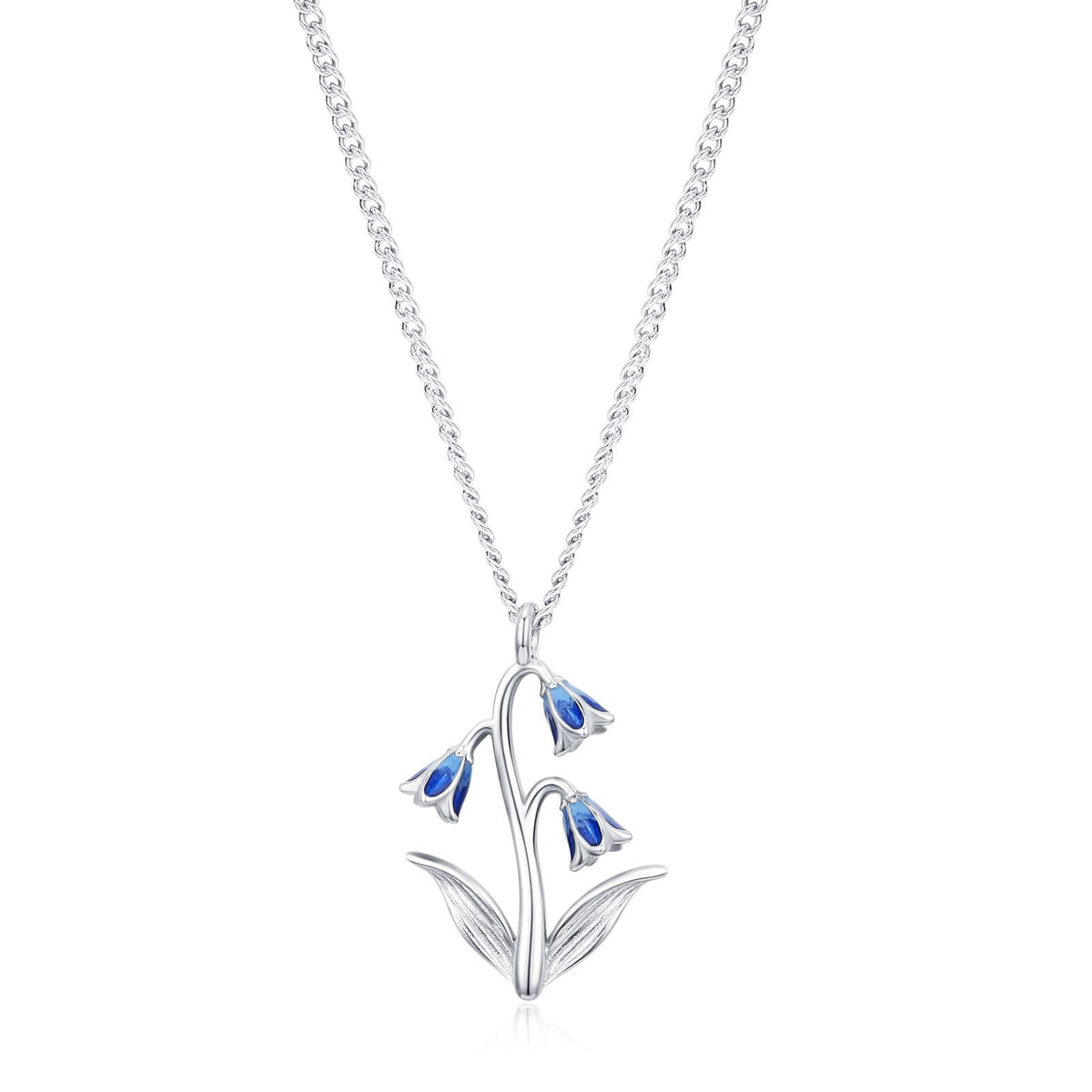 Sterling Silver Enamel Bluebell Flower Necklace