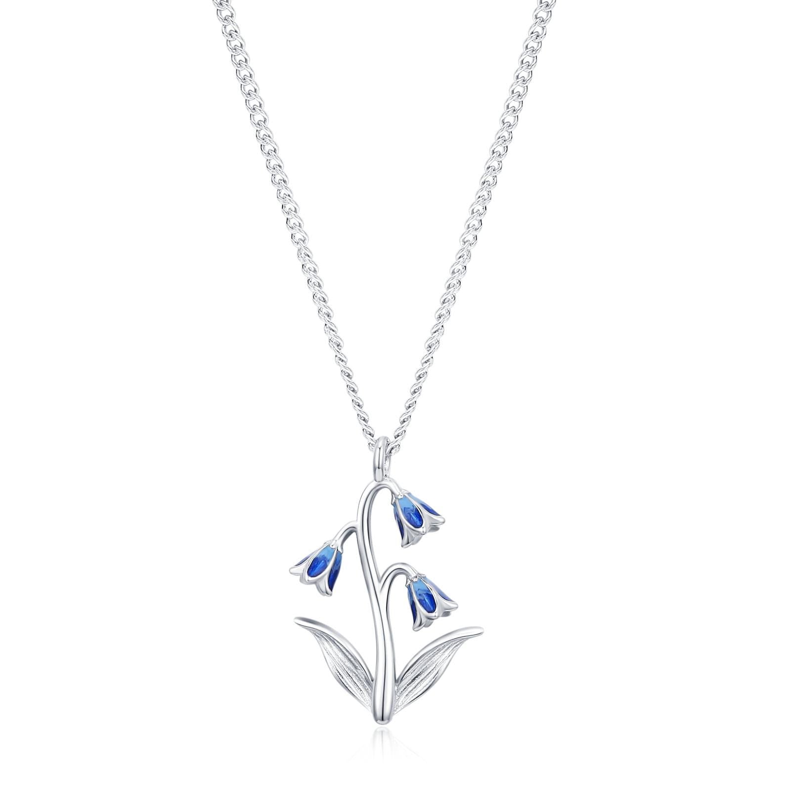 Sterling Silver Enamel Bluebell Flower Necklace