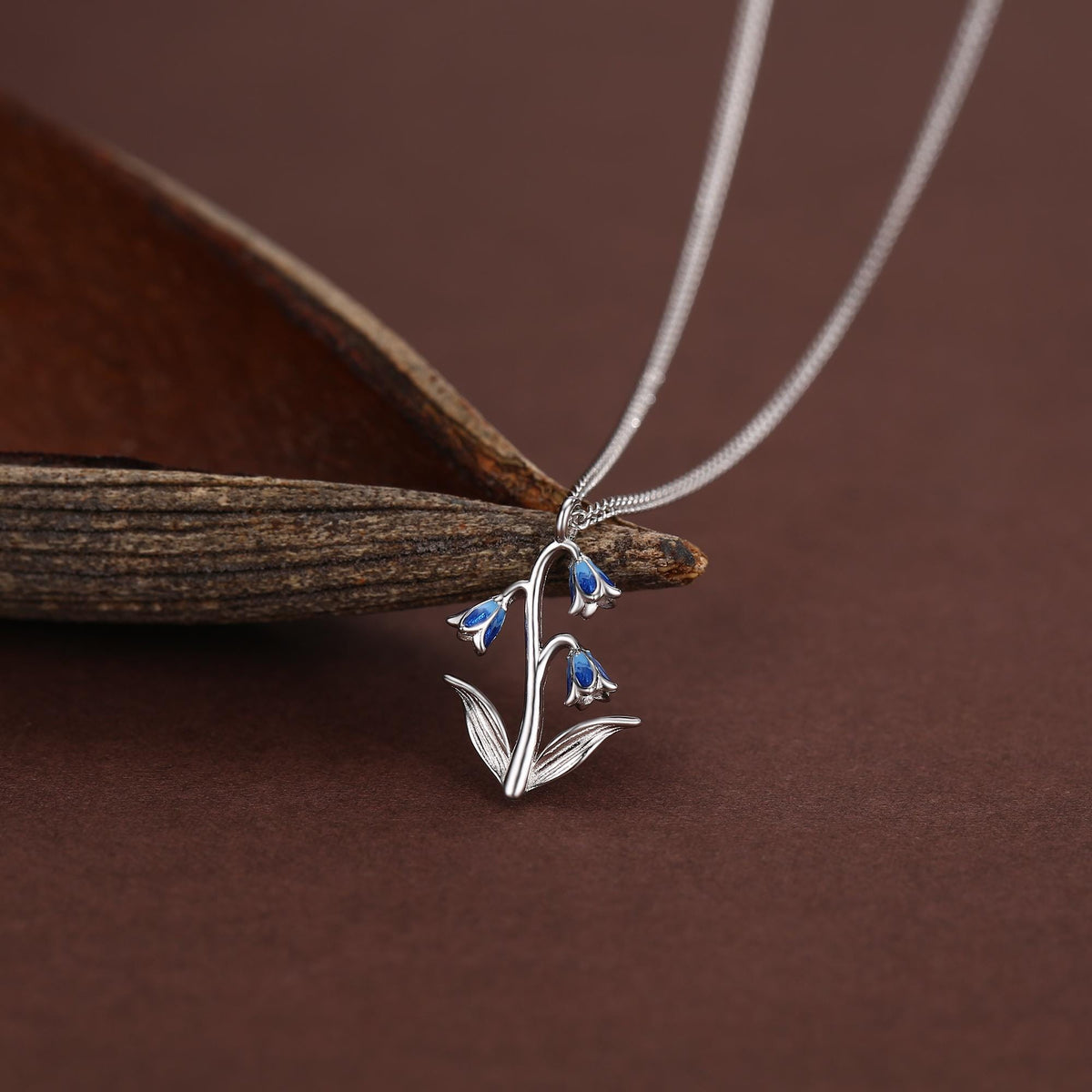 Sterling Silver Enamel Bluebell Flower Necklace