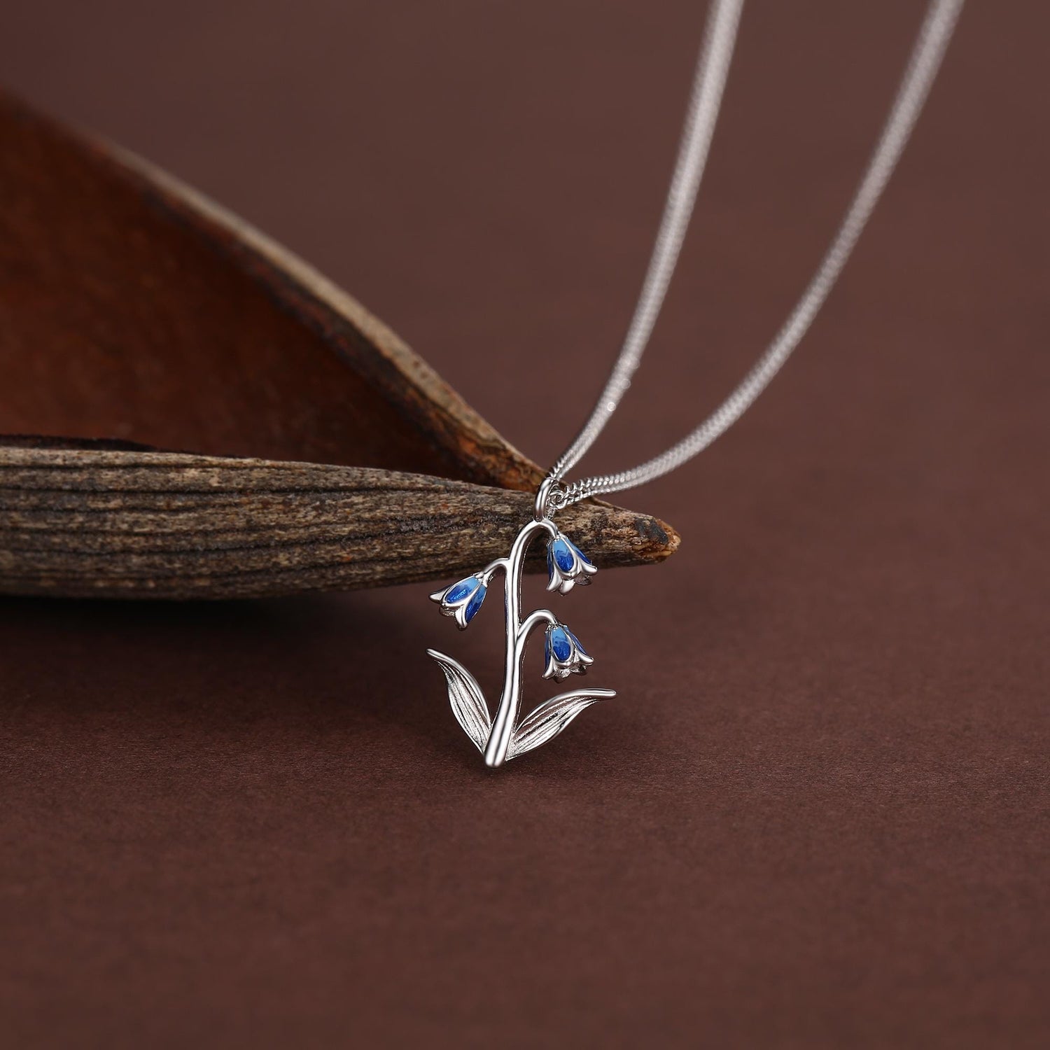 Sterling Silver Enamel Bluebell Flower Necklace