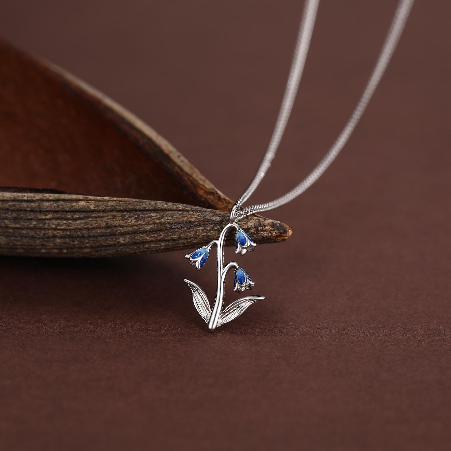 Sterling Silver Enamel Bluebell Flower Necklace