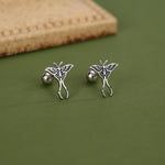 Sterling Silver Luna Moth 18G Screw Back Earrings