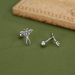 Sterling Silver Luna Moth 18G Screw Back Earrings