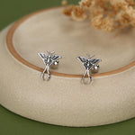 Sterling Silver Luna Moth 18G Screw Back Earrings