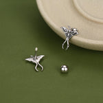 Sterling Silver Luna Moth 18G Screw Back Earrings