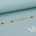 Rainbow CZ Multi Shape Station Bracelet