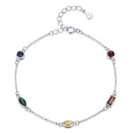 Rainbow CZ Multi Shape Station Bracelet