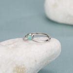 Aqua Green Opal Chevron Ring