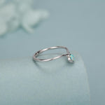 Aqua Green Opal Chevron Ring