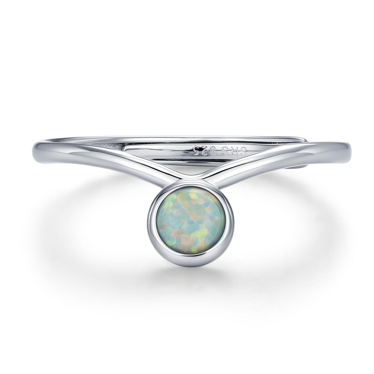 Aqua Green Opal Chevron Ring