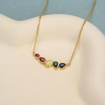 Rainbow Droplet Cluster Pendant Necklace in Sterling Silver, Silver or Gold, Silver Rainbow CZ Pear Cut Necklace, Rainbow CZ Cluster Pendant
