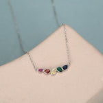 Rainbow Droplet Cluster Pendant Necklace in Sterling Silver, Silver or Gold, Silver Rainbow CZ Pear Cut Necklace, Rainbow CZ Cluster Pendant