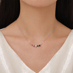 Rainbow Droplet Cluster Pendant Necklace in Sterling Silver, Silver or Gold, Silver Rainbow CZ Pear Cut Necklace, Rainbow CZ Cluster Pendant
