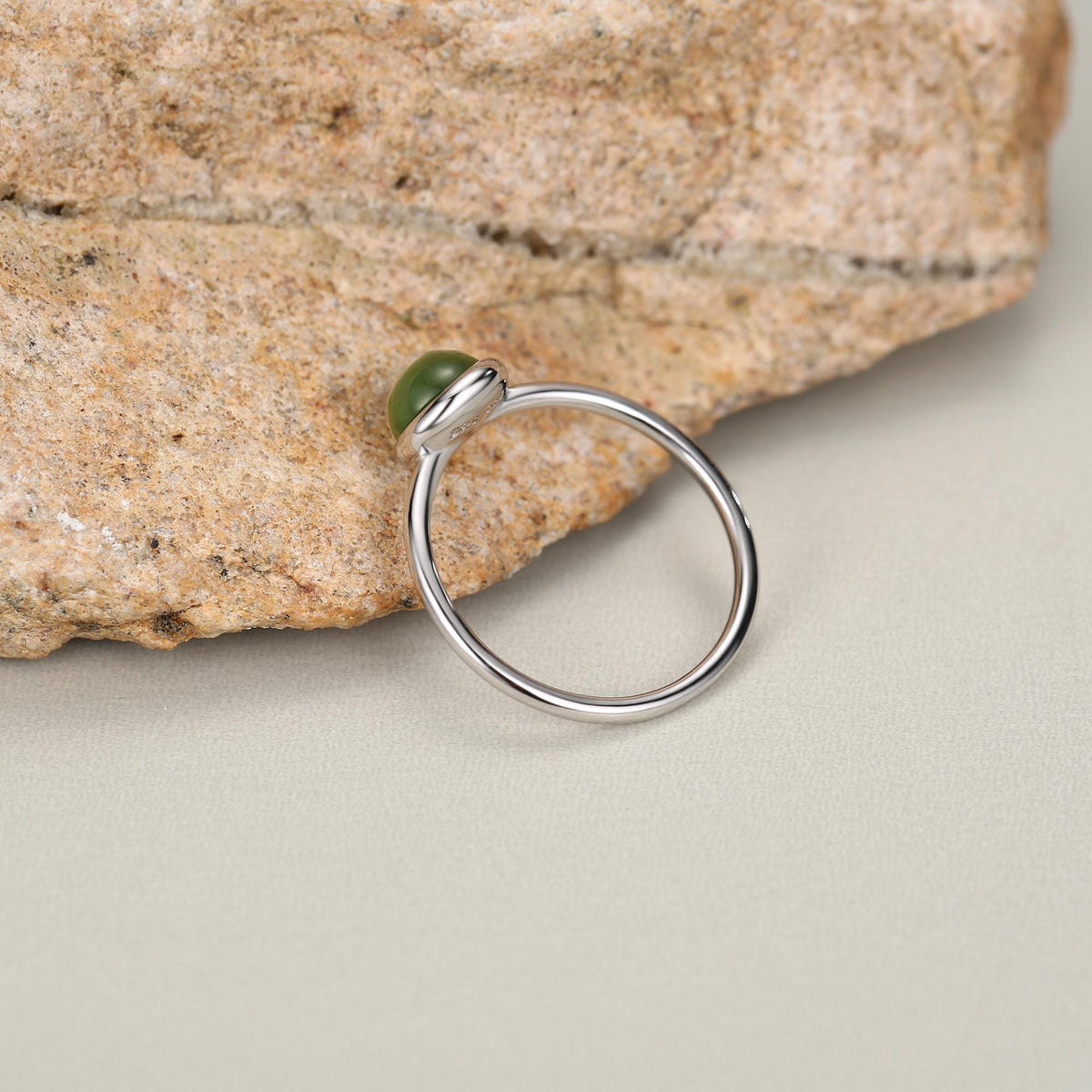 Green Jade Bezel Gemstone Ring