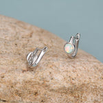 White Opal Huggie Hoop Earrings in Sterling Silver, Silver or Gold, 5mm Opal Lever Hoops, Opal Hoops, Simulated Opal Hoops, Fire Opal Hoops
