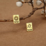 Sterling Silver Mismatched Tarot Card Sun and Star Stud Earrings