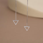 Sterling Silver Open Triangle Threader Earrings