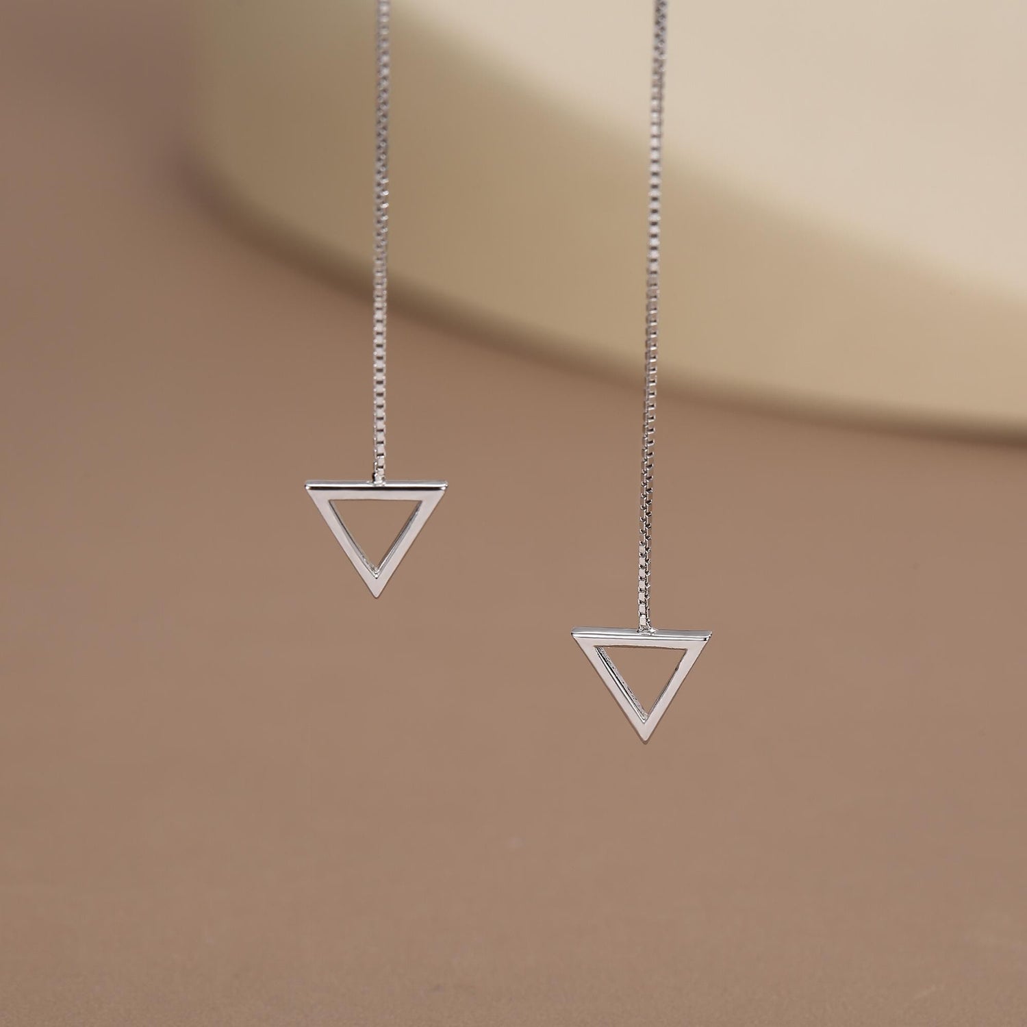 Sterling Silver Open Triangle Threader Earrings