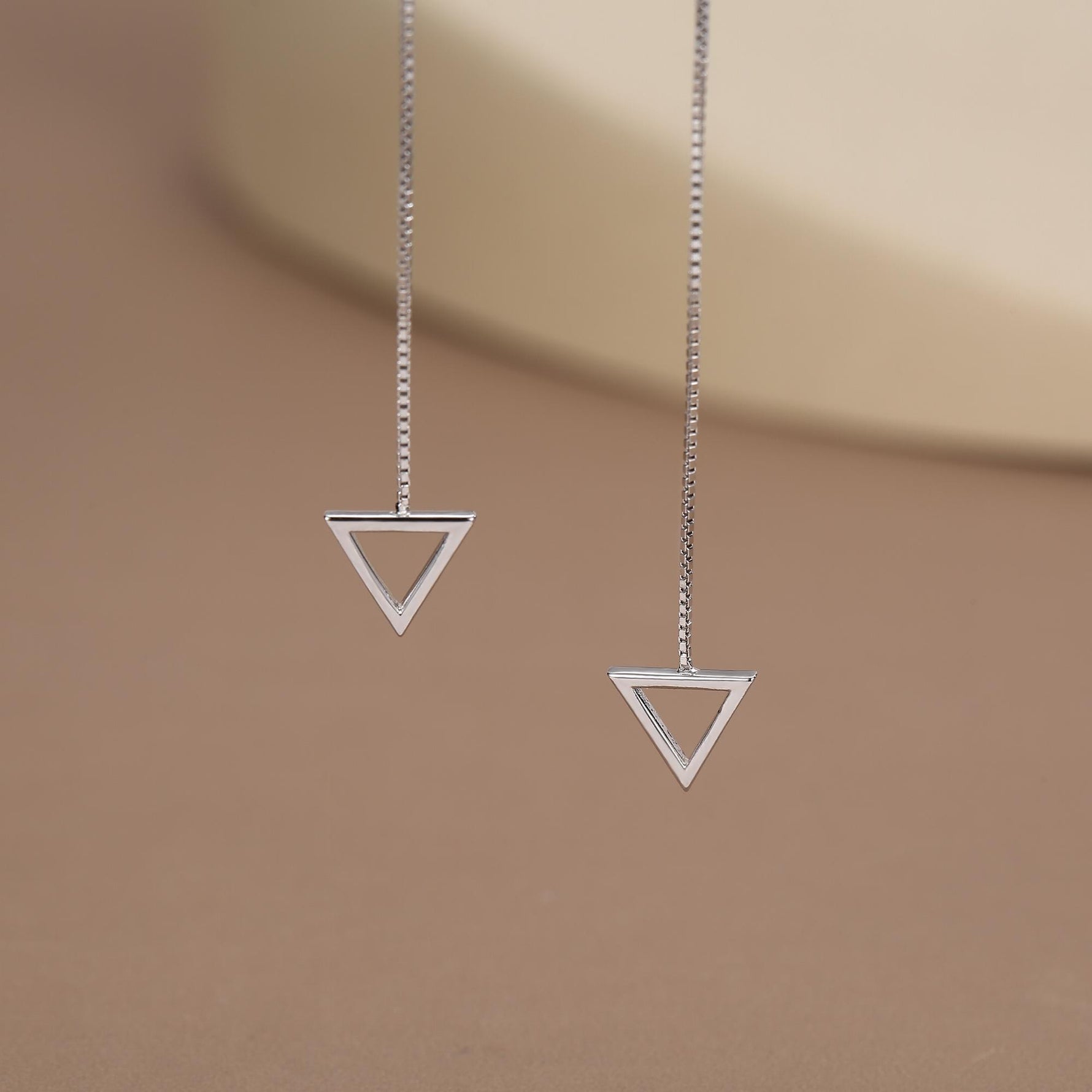 Sterling Silver Open Triangle Threader Earrings