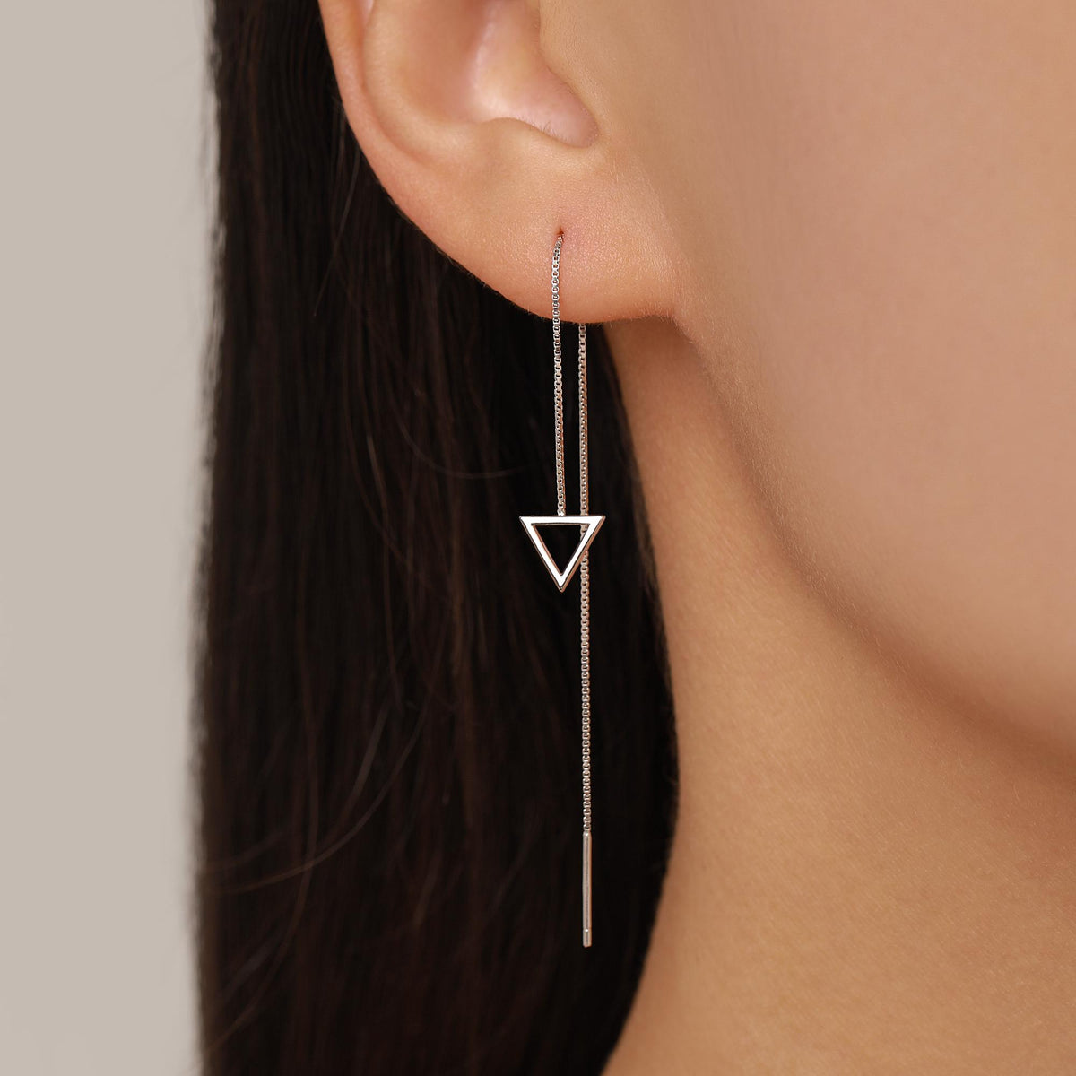Sterling Silver Open Triangle Threader Earrings