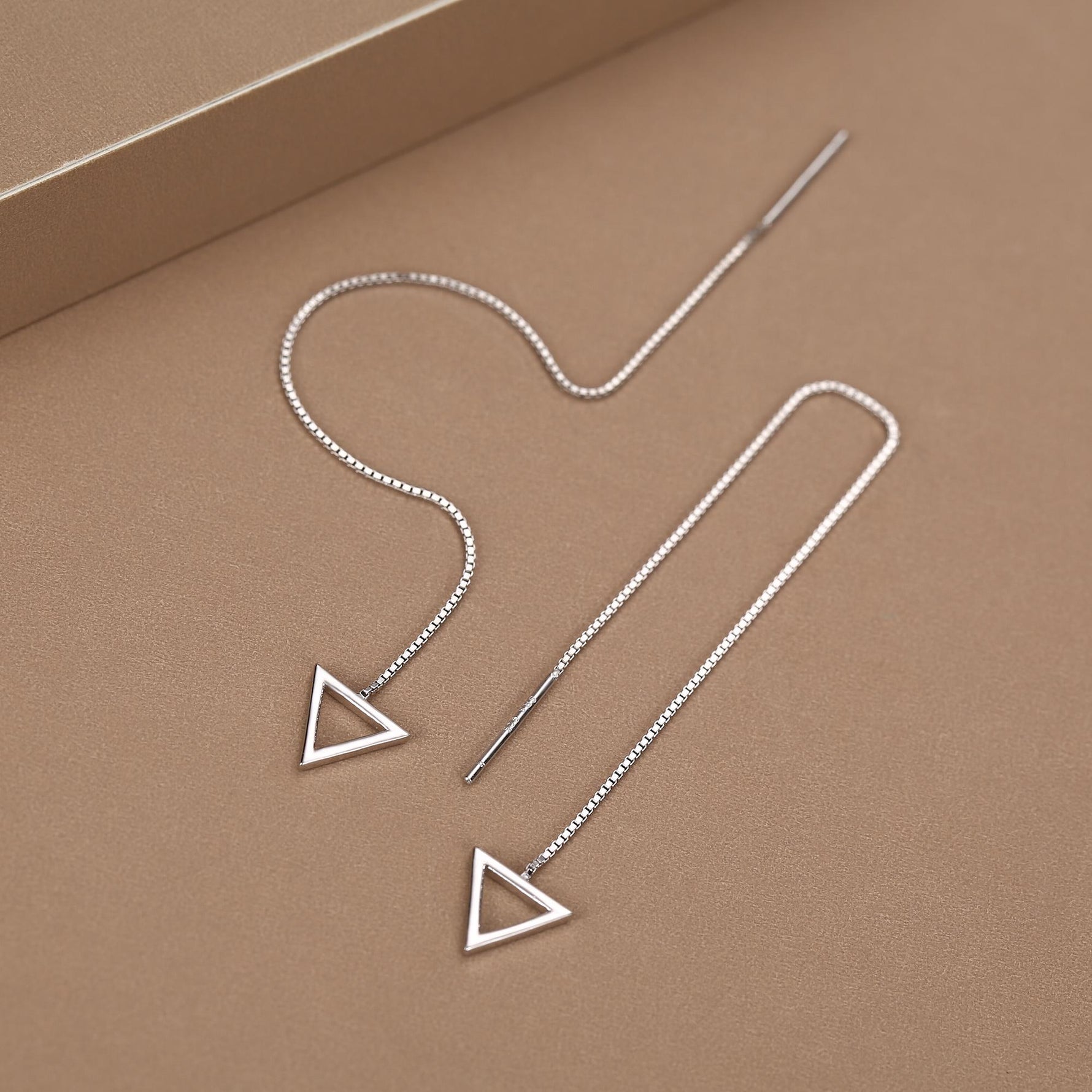 Sterling Silver Open Triangle Threader Earrings