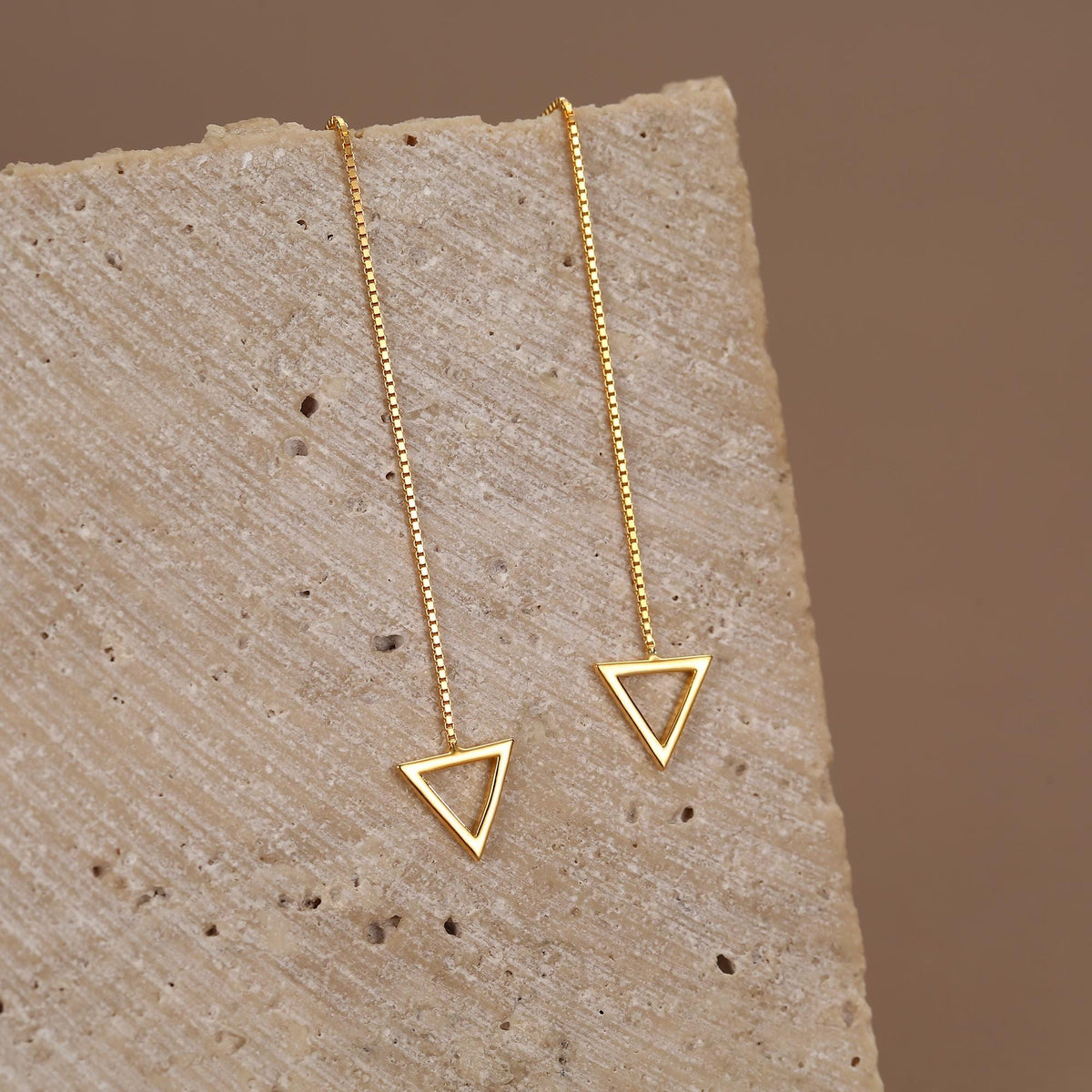 Sterling Silver Open Triangle Threader Earrings