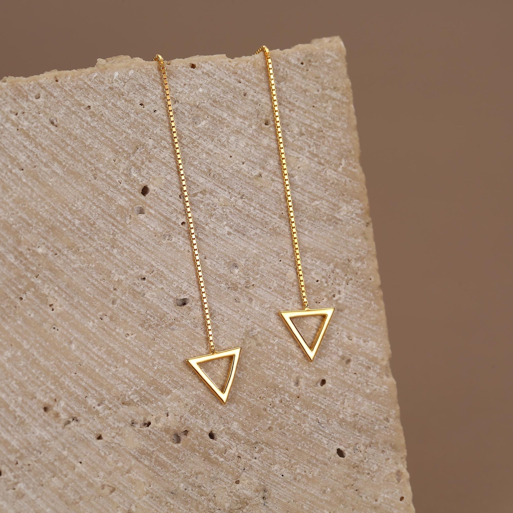 Sterling Silver Open Triangle Threader Earrings