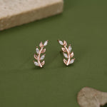 Sparkly Leaf CZ Stud Earrings in Sterling Silver, Silver or Gold, Bridal Jewellery, Bridesmaid's Earrings, Nature Inspired, Botanical