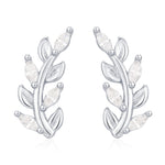 Sparkly Leaf CZ Stud Earrings in Sterling Silver, Silver or Gold, Bridal Jewellery, Bridesmaid's Earrings, Nature Inspired, Botanical