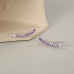 Ombre Amethyst Purple CZ Crawler Earrings in Sterling Silver, Silver or Gold, Gradient Colour Ear Crawlers, February Birthstone Ear Climbers