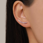 Ombre Amethyst Purple CZ Crawler Earrings in Sterling Silver, Silver or Gold, Gradient Colour Ear Crawlers, February Birthstone Ear Climbers
