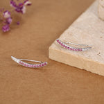 Ombre Ruby Pink CZ Crawler Earrings in Sterling Silver, Silver or Gold, Gradient Colour Ear Crawlers, July Birthstone Ear Climbers