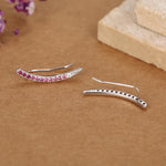 Ombre Ruby Pink CZ Crawler Earrings in Sterling Silver, Silver or Gold, Gradient Colour Ear Crawlers, July Birthstone Ear Climbers