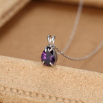 Amethyst Purple CZ Pear Cut Pendant Necklace
