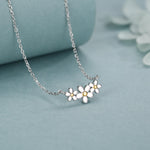 Forget Me Not Flower Trio Pendant Necklace