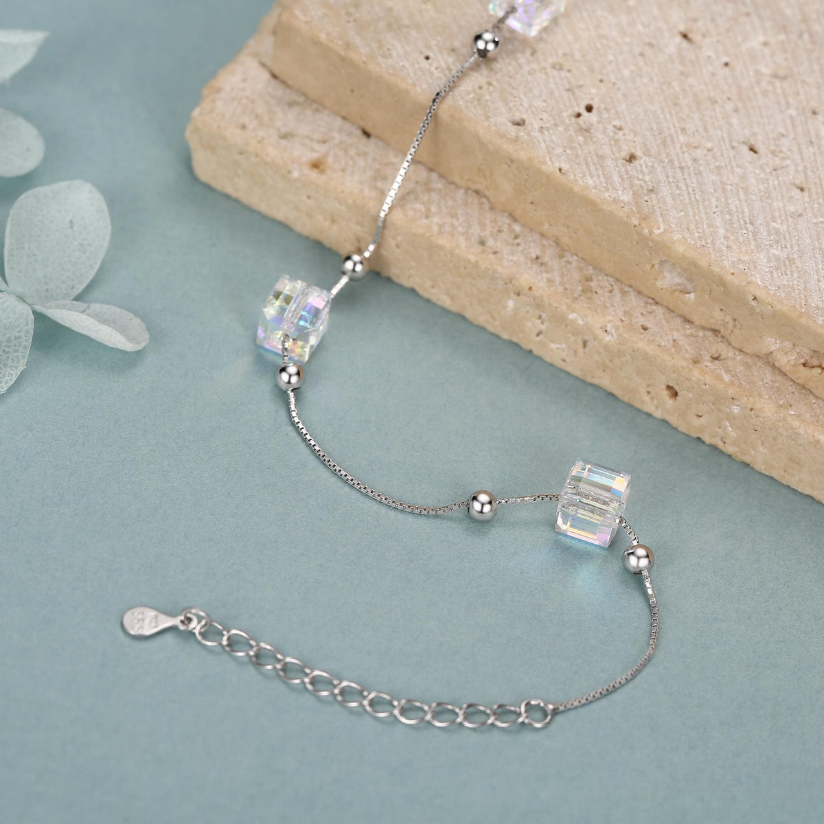 Aurora Borealis Crystal Cube Station Bracelet