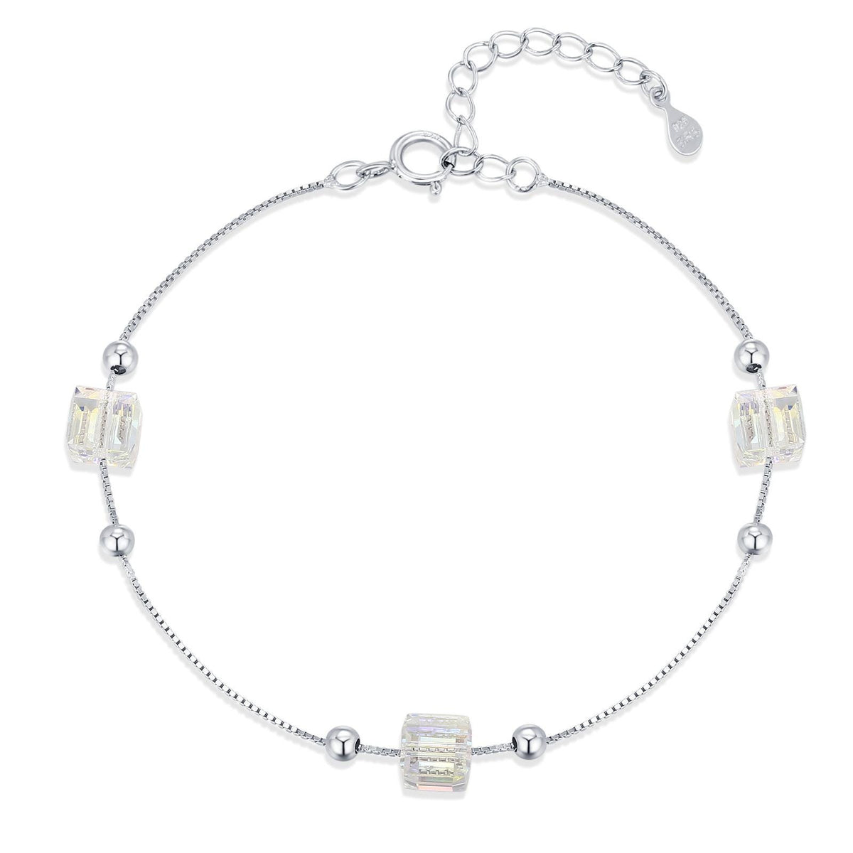 Aurora Borealis Crystal Cube Station Bracelet