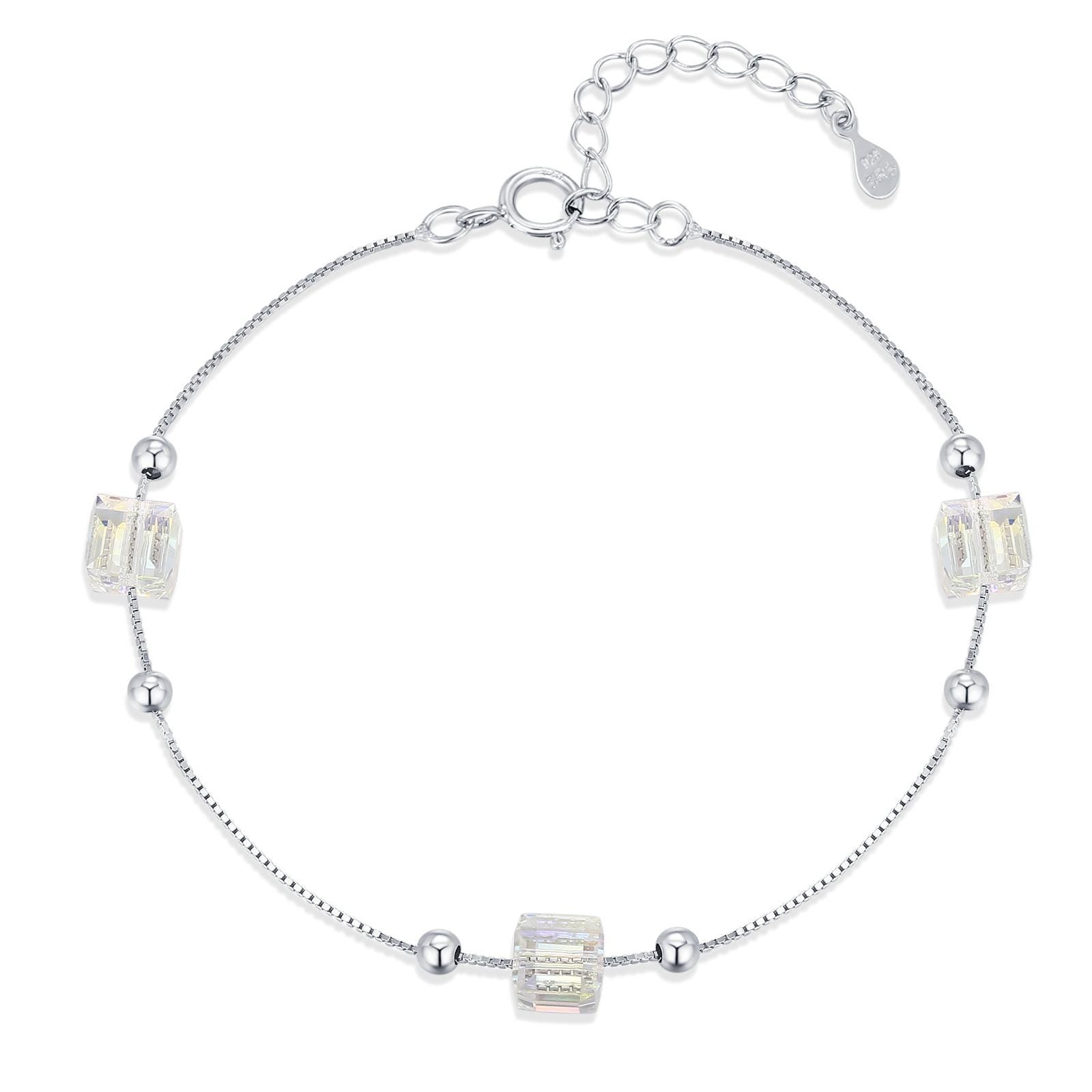 Aurora Borealis Crystal Cube Station Bracelet