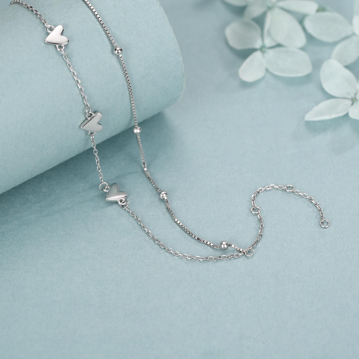 Double Layer Three Hearts Charm Bracelet