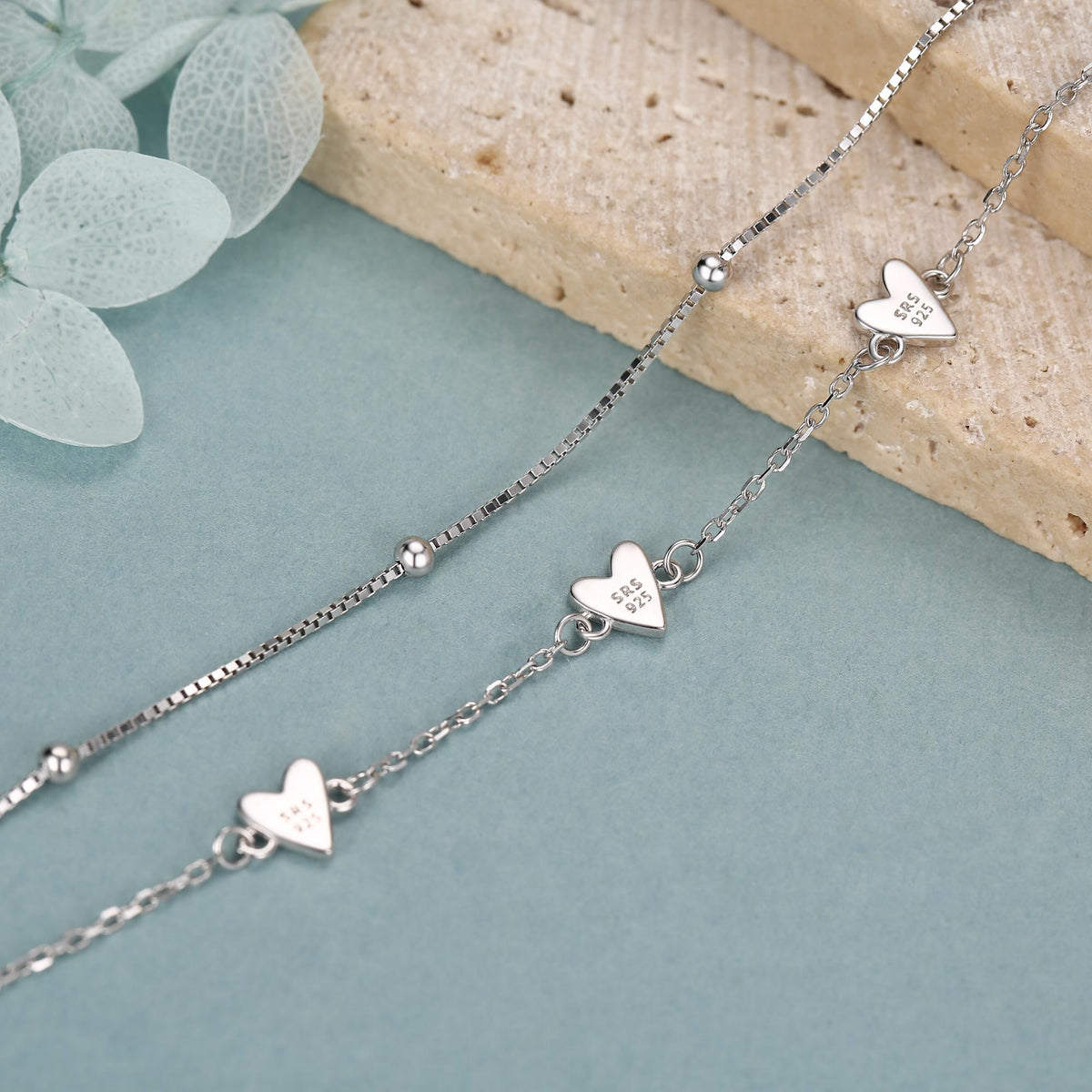 Double Layer Three Hearts Charm Bracelet